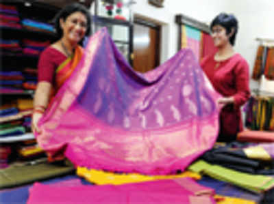 Vimor, in the comfort of a bungalow, has a fine collection of handloom sarees making it a treasure trove