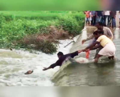 Youth risks life to save drowning dog