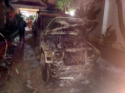 Miscreants torch 2 luxury vehicles of BJP MLA