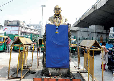 KR Market mystery: Dr Ambedkar’s bust came up as city slept