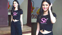Ananya Panday poses for shutterbugs in all-black outfit 