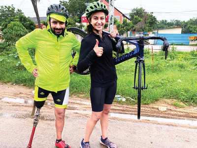 Rakul Preet’s adventure cycle ride in Hyderabad