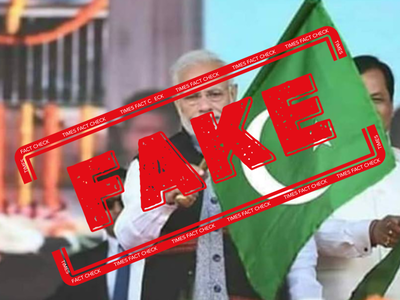 Fact check: Photo showing PM Modi with Islamic flag is fake