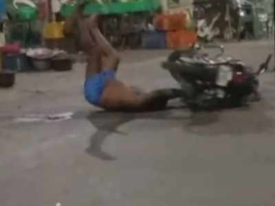 Andhra Pradesh: Drunken man tries to lift bike, throws vegetables at people