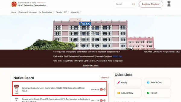SSC CGL 2025 final result out with 15,118 candidates shortlisted; check cut-offs and other details here