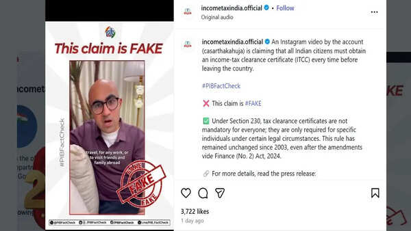 Influencer claims that “Indians will have to get Income-Tax Clearance Certificate every time they travel internationally”; this is what Income Tax Department has to say