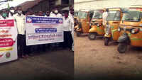 Auto rickshaw, taxi drivers protest over waiver of road tax, interest on EMIs in Chennai 