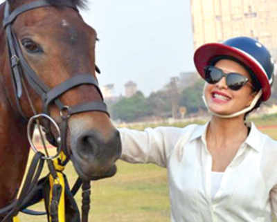 Jacqueline Fernandez taking horse-riding lessons