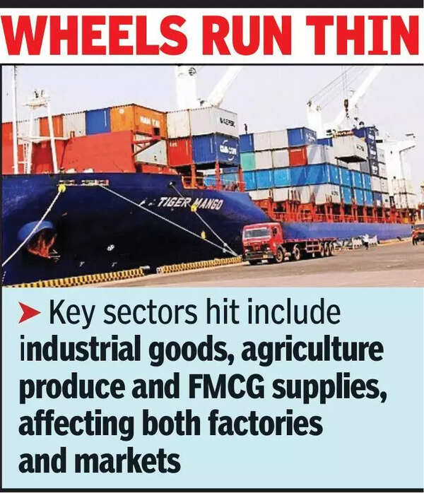 Freight movement drops nearly 30% as industries cut shipmentsFreight takes a 30% hit as supply crunch slows industry