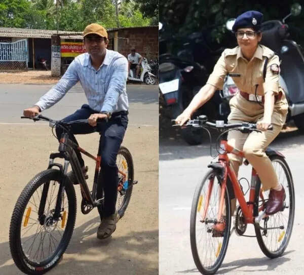 After PM Narendra Modi’s appeal to save fuel amid West Asia crisis, Raigad SP and Mhasala tehsildar ride to office on their bicycles