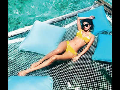 Mouni Roy's beach birthday in the Maldives