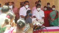 Social distancing norms flouted by TN minister during distribution of rice, clothes 
