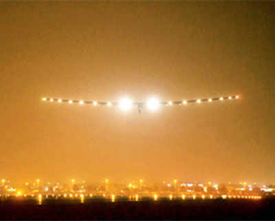Solar plane lands in India