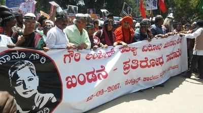 Photos: Citizens protest against Gauri Lankesh killing