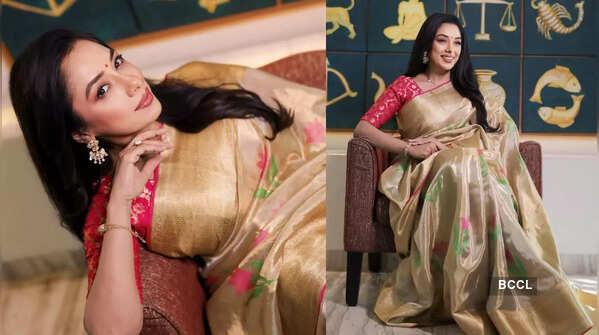 Keep the festive mode on with this golden saree