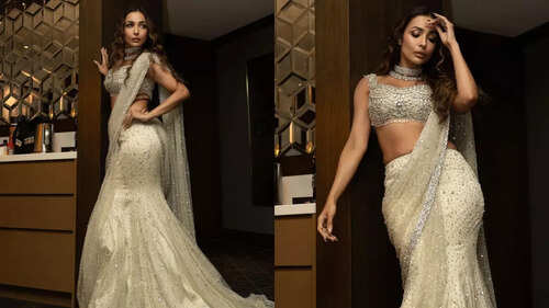 Malaika Arora stuns in Swarovski crystal sari