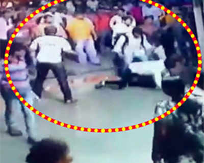 Drunk brawls, jumps on tracks, is run over by train