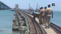 TN: Police inspect Pamban Bridge railway tracks in Rameswaram ahead of Independence Day 