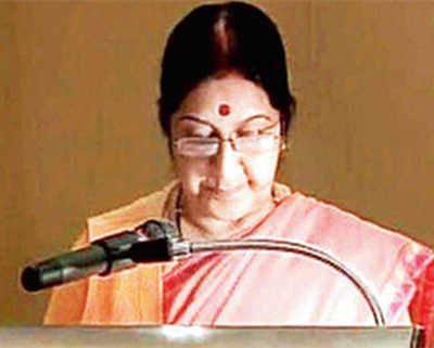Swaraj announces post of joint secy for Sanskrit