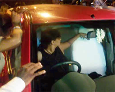 Drunk woman locks herself in car