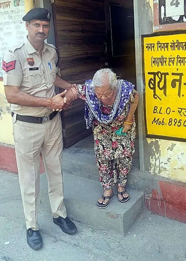 In Sonipat, cops step in to help elderly, specially-abled voters