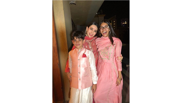 Karisma Kapoor shares a picture with Samaira and Kiaan from their Diwali celebrations