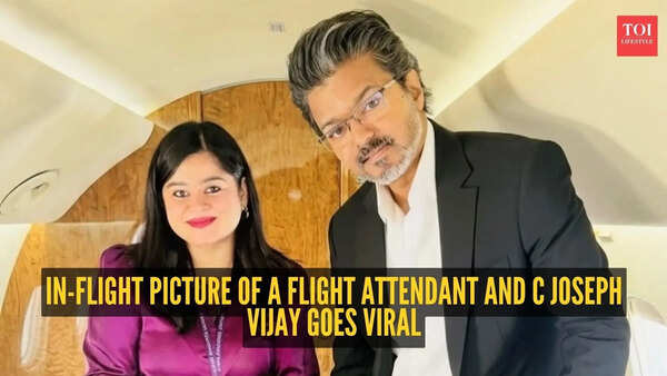 Flight attendant’s picture with Tamil Nadu CM Vijay mid-flight sends fans into complete meltdown