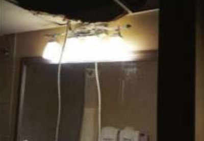Close shave for AI staffer after loo ceiling collapses in Newark hotel
