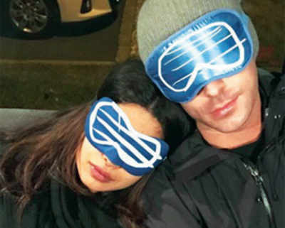 Priyanka Chopra shares a tired moment on the sets of Baywatch with Zac Efron