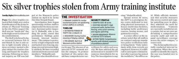 Probe ordered into 6 trophies missing from Army instt