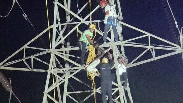 Traffic hit, power line shut as youth climbs 132 kV high-tension transmission tower in Nigdi; rescued after 3 hours