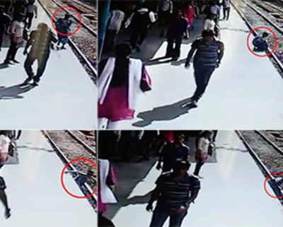 Alert motorman prevents woman from getting crushed under the train