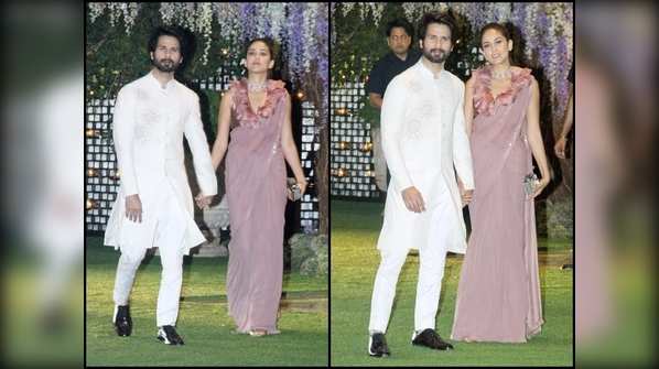 Shahid Kapoor and wifey Mira Rajput look regal as they attend the Ambani's house party