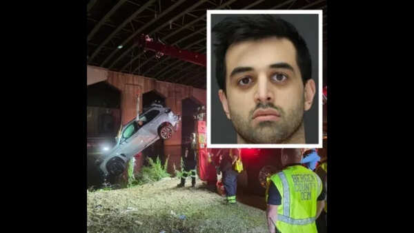 Massive car crash in New Jersey pushes BMW into river; Indian-origin driver arrested after fleeing scene on foot