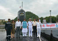 Vizag: Defence Minister Rajnath Singh visits INS Shivalik and INS Sindhukirti 