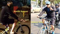 Kartik Aaryan rides back home on his cycle, gets trolled for copying Salman Khan 