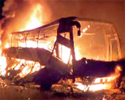 45 charred as speeding bus catches fire in AP