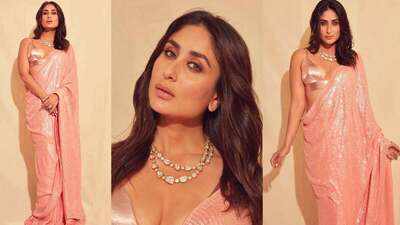 Kareena Kapoor Khan looks resplendent in this metallic pastel sari ...