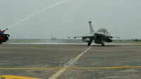 Watch: Rafale fighter jets welcomed with water salute at Ambala air base 