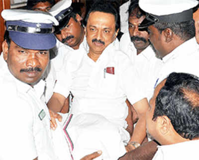 DMK members evicted, suspended for a week
