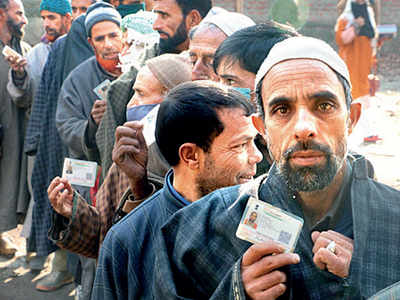 J&K polls: Amid pandemic, chilly weather, 52% voting in phase 1