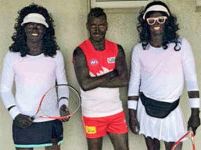 Outrage as football players ‘black-up’ as Serena and Venus