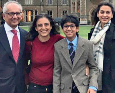 Juhi Chawla drops her kids, Jhanvi and Arjun, to their new UK school