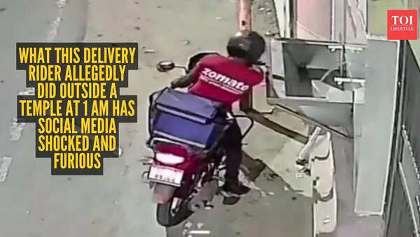 What this delivery rider allegedly did outside a temple at 1 am has social media shocked and furious
