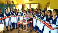 Girl students at Moradabad school make 14-feet-long rakhi for jawans 