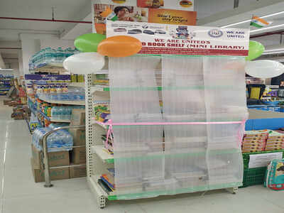 A shelf that provides books for the needy