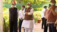 Defence Minister Rajnath Singh pays last respects to former President Pranab Mukherjee 