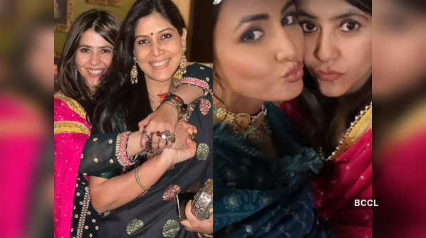 Sakshi Tanwar, Hina Khan, Mouni Roy and other stars pose for selfies, pout and hug at Ekta Kapoor's Diwali bash; see inside pics