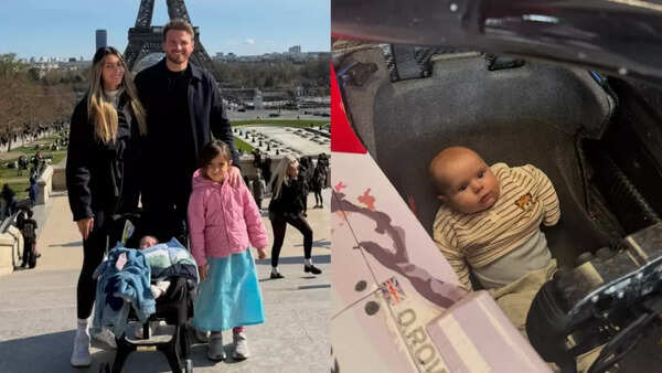 Oliver Rowland’s son features in family travel moments, pictured in Formula E car