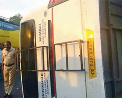 Six, including two children, injured as bus tilts after driver loses control